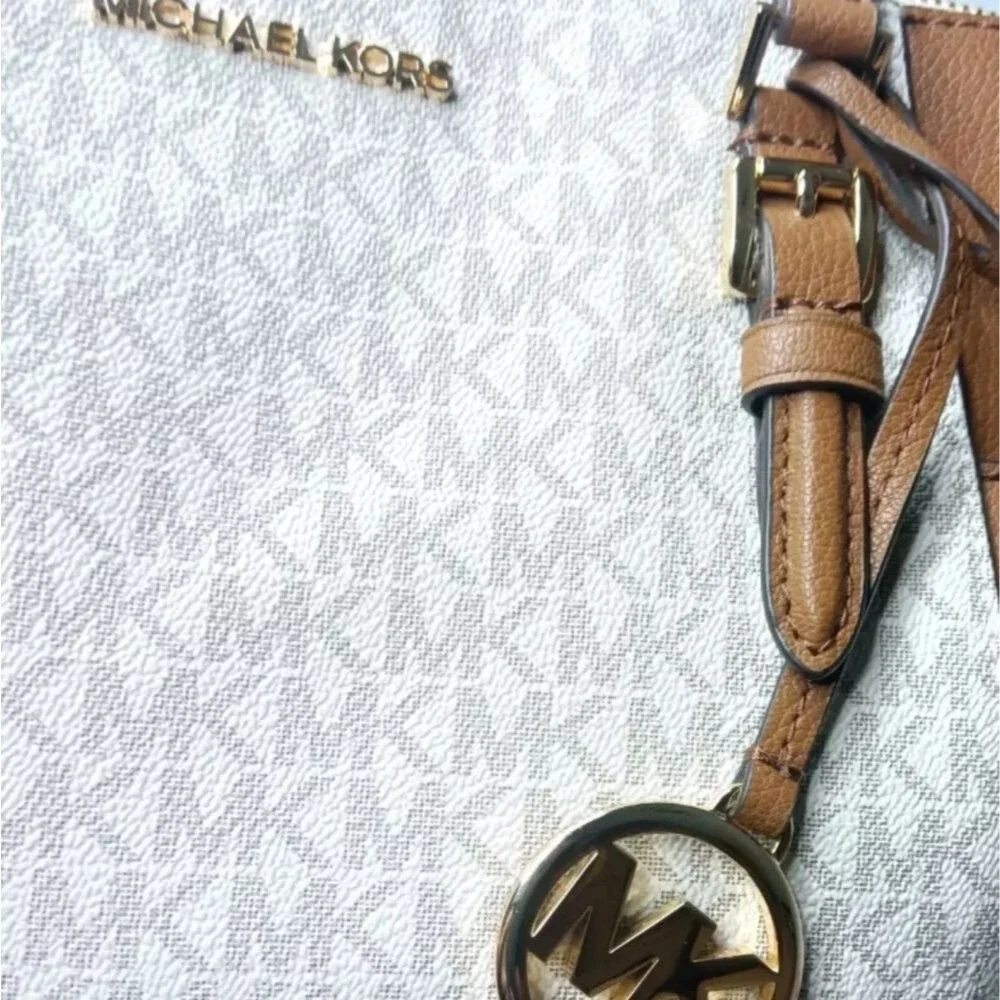 Michael Kors Charlotte Logo and Leather Top-Zip Tote Bag